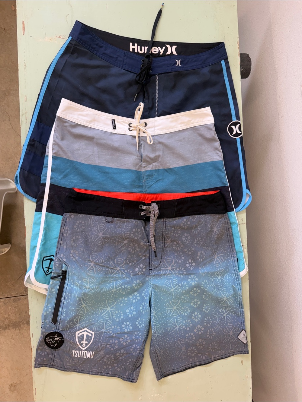 Hurley, Oneill, Roark x Tsutomu Hawaii Collab Boardshorts Trio